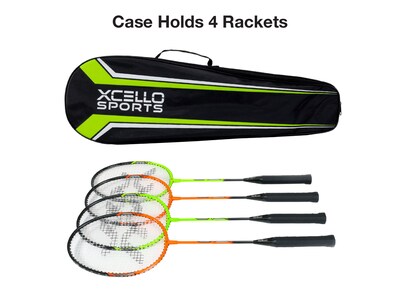 Xcello Sports Badminton Racket Set, Multicolor, 4/Pack (XS-B-RS-1)
