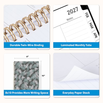 2027 Blue Sky 8" x 10" Monthly Planner, Green (164028)