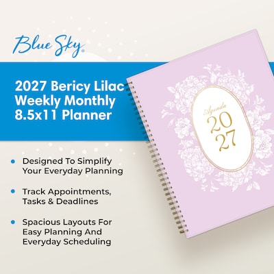 2027 Blue Sky 8.5" x 11" Weekly & Monthly Planner, Lilac (164286)