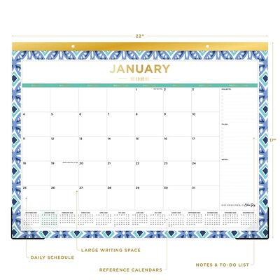 2026 Day Designer for Blue Sky Tile 22 x 17 Monthly Desk Calendar (133694-26)
