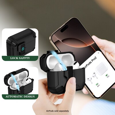 SaharaCase Raider Series Heavy Duty Case Compatible with Magsafe for Airpods Pro 3, Secure Lock, Scorpion Black (HP00215)