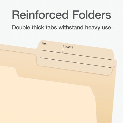 Pendaflex File Folder, 1-Tab, Right Position, Letter Size, Manila, 100/Box (1007078)