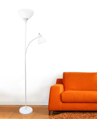 Simple Designs 71.5" Metal Floor Lamp with Dome Shades, 2/Pack (LF2000-WHT-2PK)