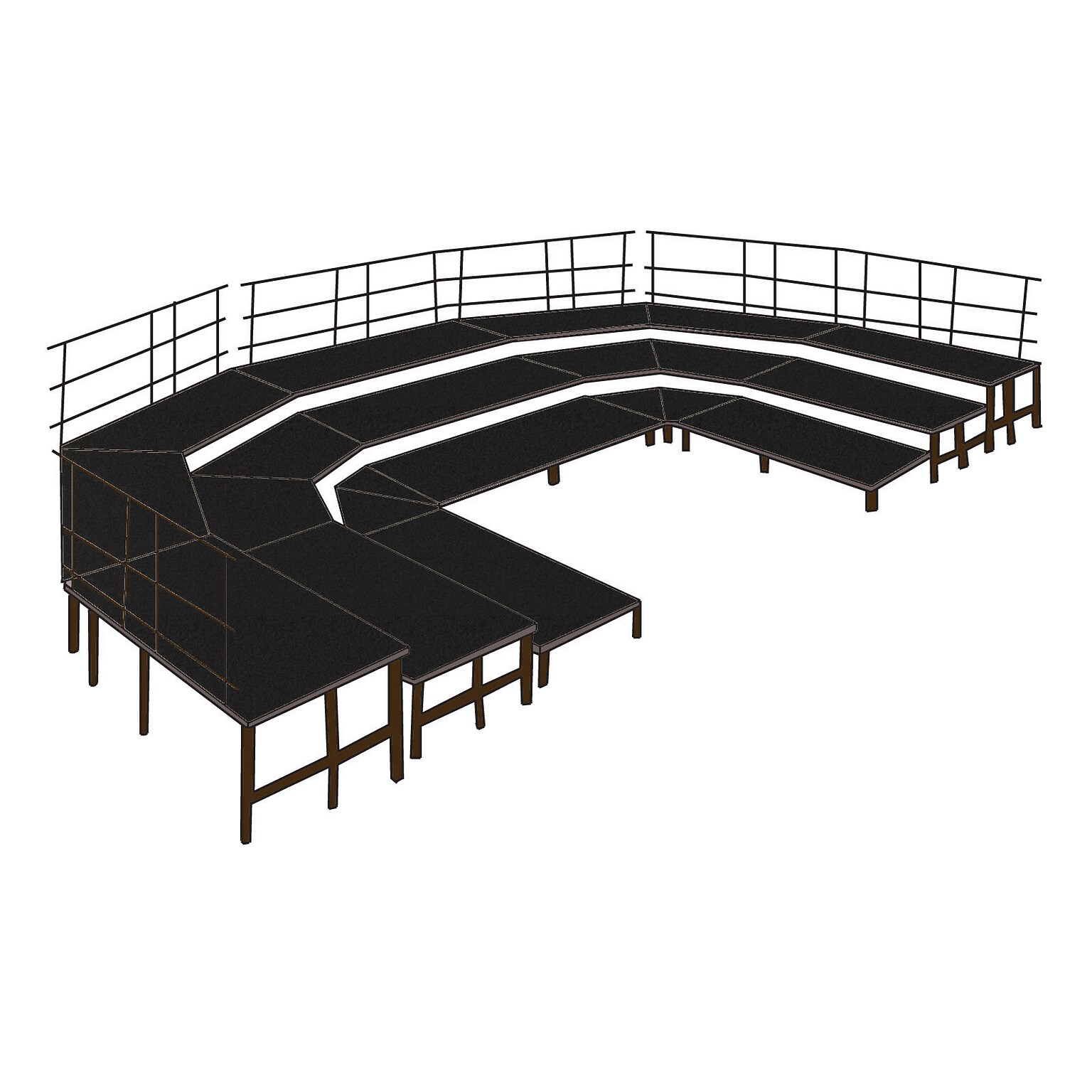 NPS 3-Level Seated Choral Riser Configuration, Black Carpet (SCRC36C10)