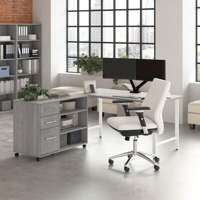Bush Business Furniture Hustle 60W Computer Desk and Storage Cabinet with Drawers and Shelves, Plat
