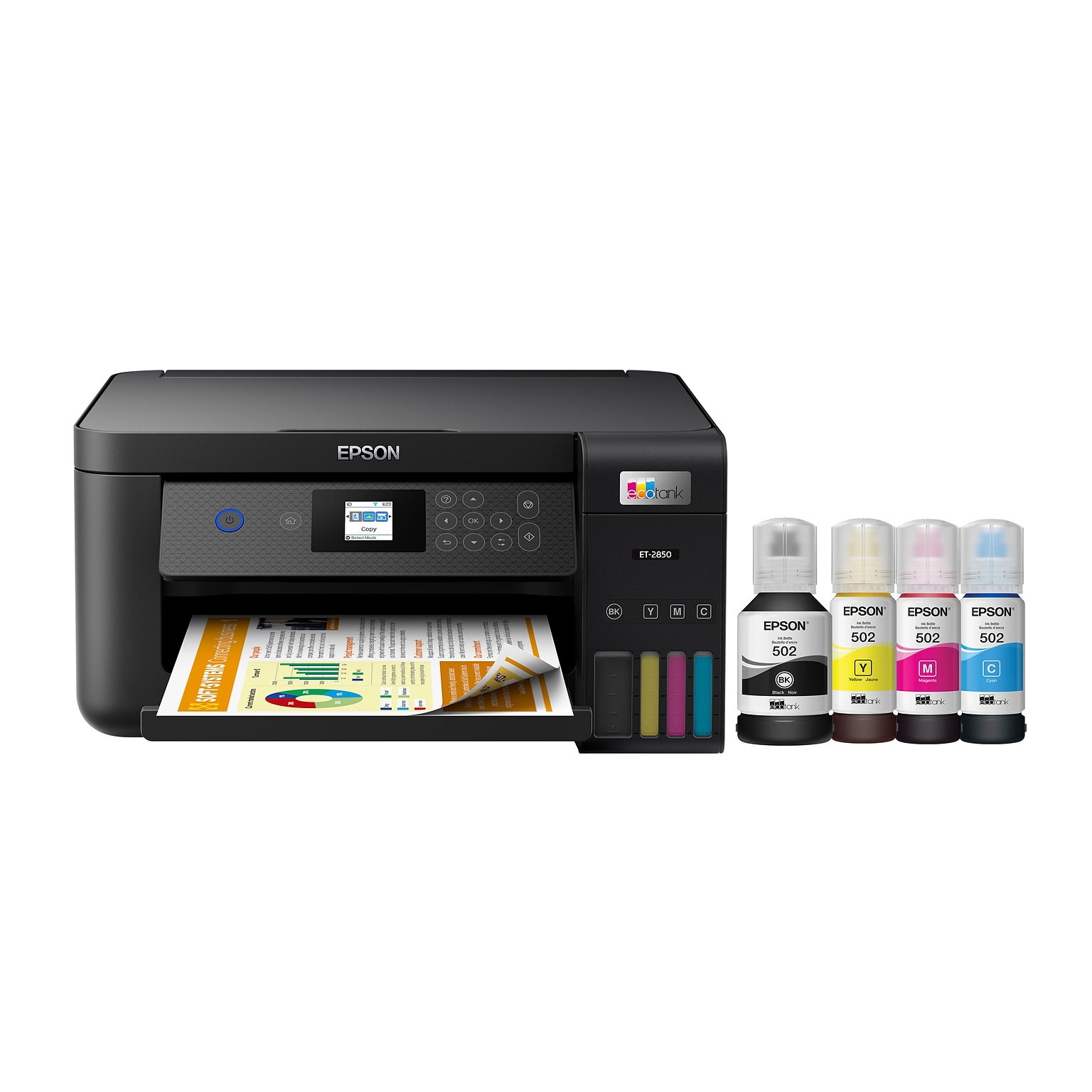 Epson EcoTank ET-2850 ET-2850-B Wireless Color Inkjet Printer, All-In-One Supertank, Print, Scan, Copy (9472540)