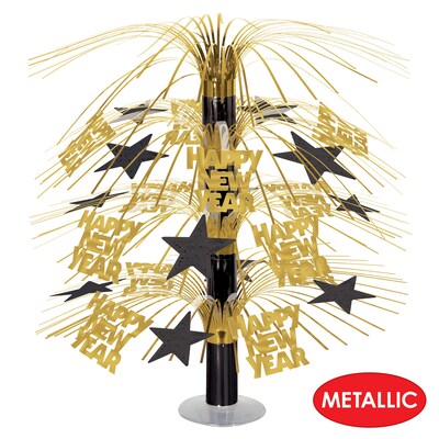 Beistle Cascade New Year's Centerpiece, Black/Gold, 2/Pack (80808-BKGD)