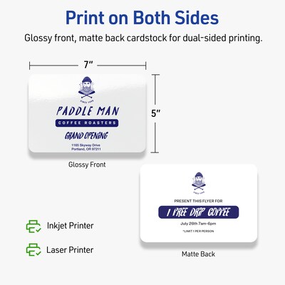 Avery Integrated Cards, 5" x 7", Glossy White, 50/Pack (95349)