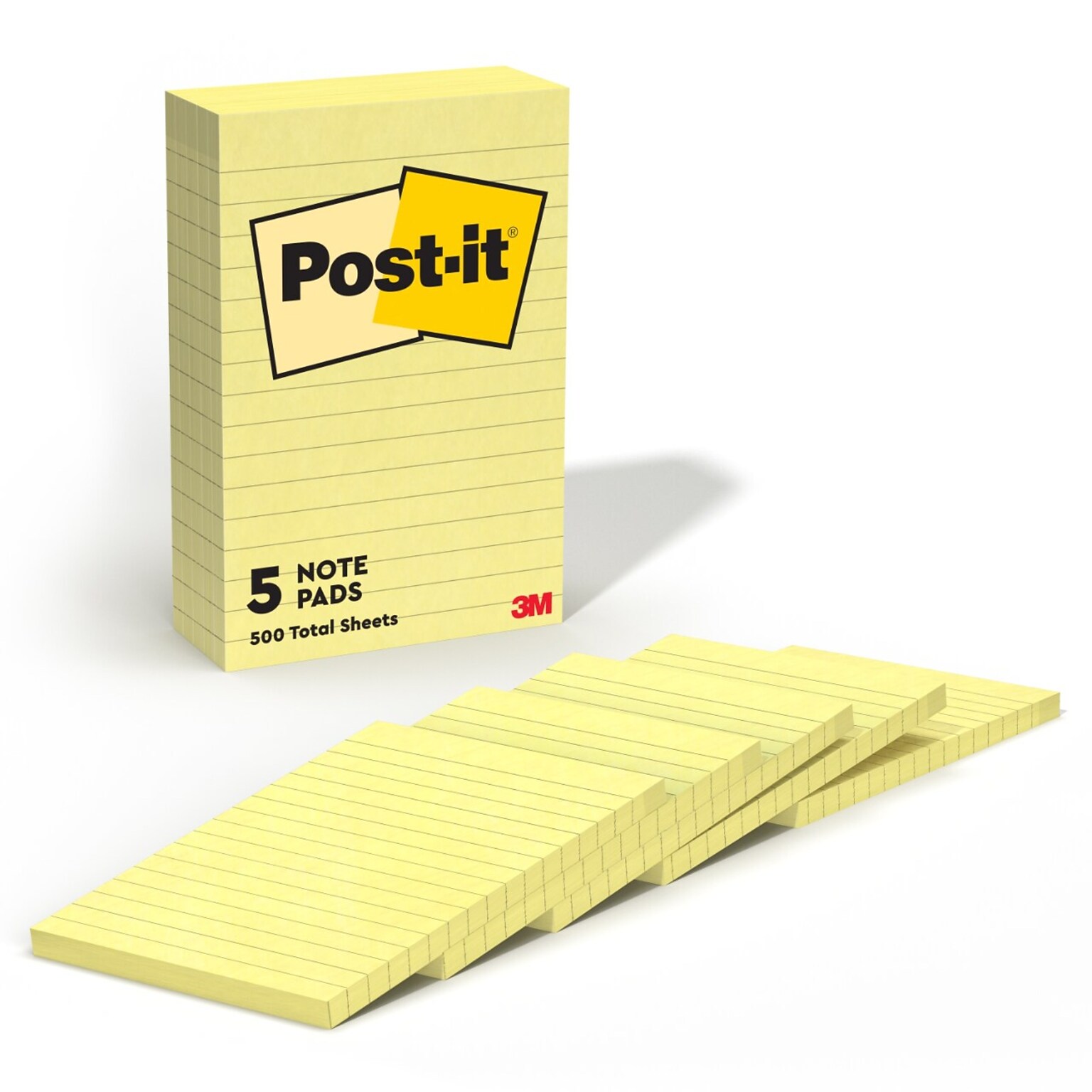 Post-it Notes, 4 x 6, Canary Collection, Lined, 100 Sheet/Pad, 5 Pads/Pack (6605PK)