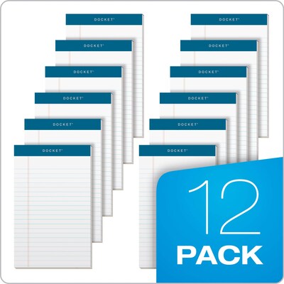 TOPS Docket Notepads, 5" x 8", Narrow Ruled, White, 50 Sheets/Pad, 12 Pads/Pack (TOP 63360)