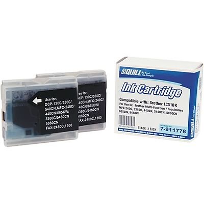 Quill Brand® Brother LC51 Remanufactured Black Ink Cartridge, High Yield, 2/Pack (LC512PKS) (Lifetime Warranty)