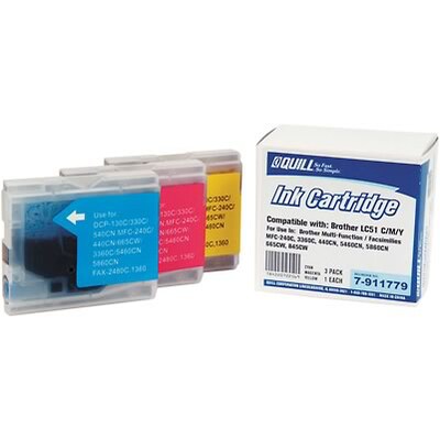 Quill Brand® Remanufactured C/M/Y Standard Yield Ink Cartridge Replacement for Brother LC51, 3/PK (LC513PKS)