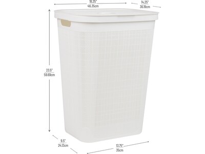 Mind Reader 15.85-Gallon Hamper with Lid, Plastic, White (60FABHAMP-WHT)