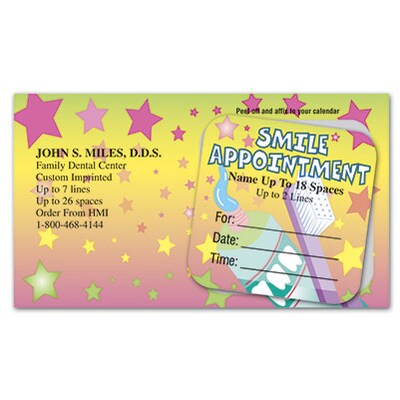 Medical Arts Press® Dual-Imprint Peel-Off Sticker Appointment Cards; Stars