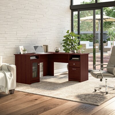 Bush Furniture Cabot L Shaped Desk, Harvest Cherry (WC31430K)