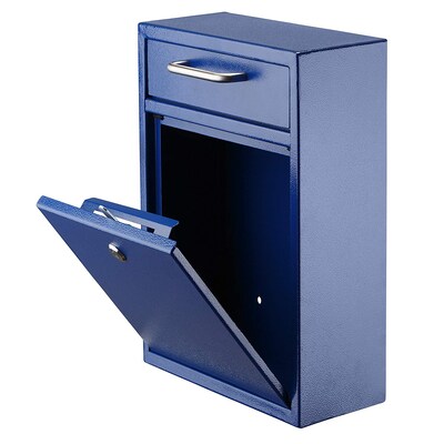 AdirOffice Steel Large Wall Mounted Drop Box Interoffice Mailbox, Key Lock, Blue (631-04-BLU-PKG)