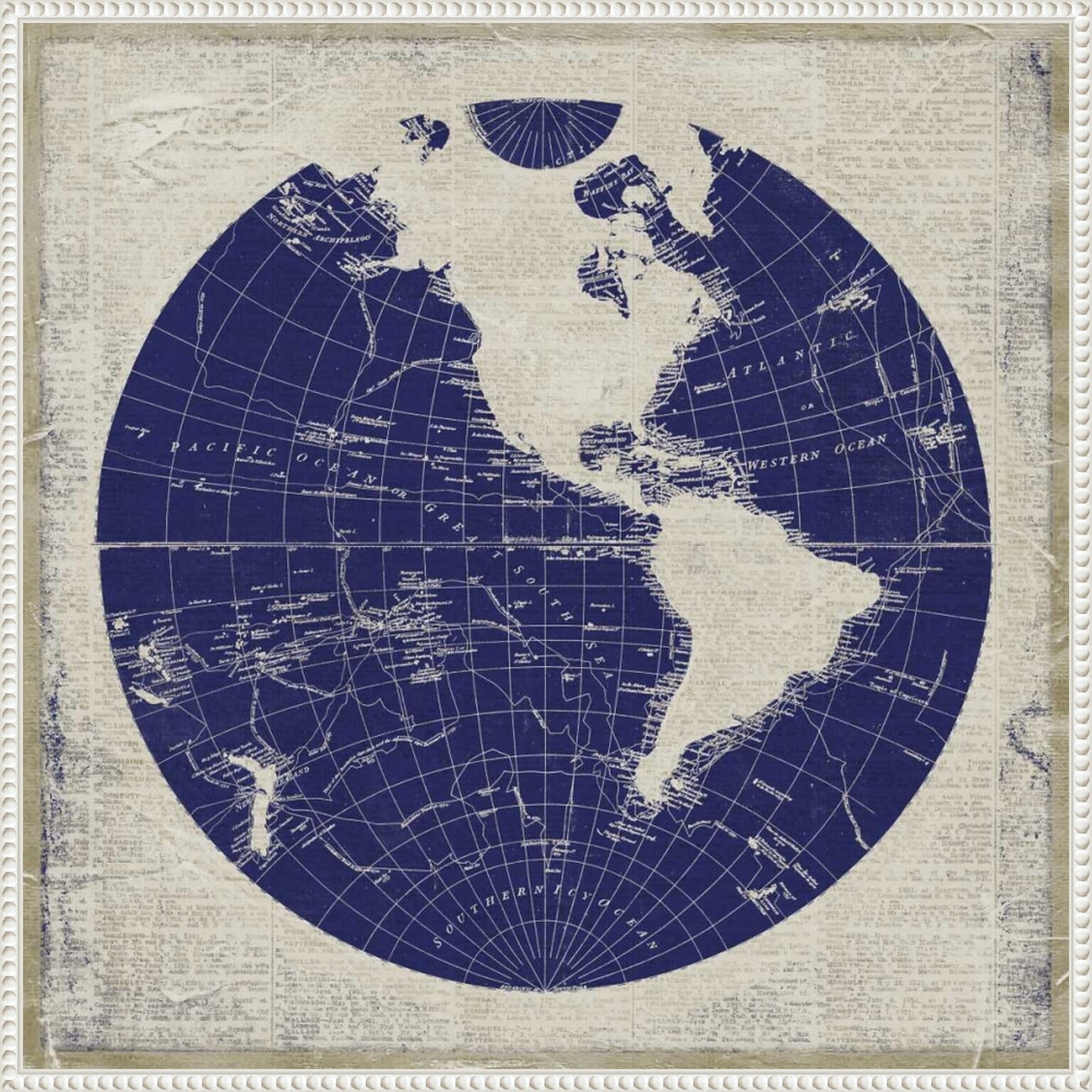 Amanti Art BluePrint Map I by Elizabeth Medley Framed Canvas Wall Art Print, 30 x 30 (A42678299878)