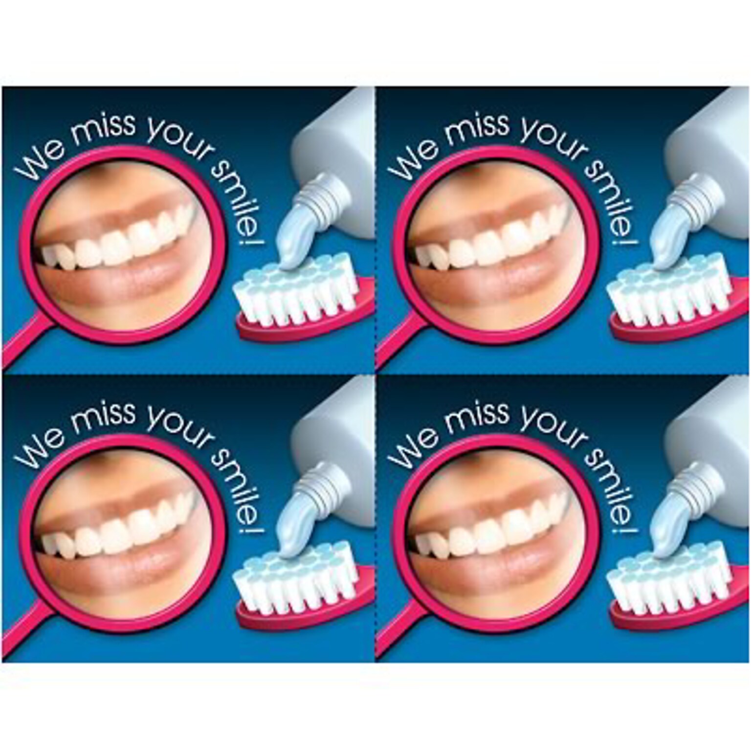 Medical Arts Press® Dental Postcards; for Laser Printer; We Miss Your Smile!, 100/Pk