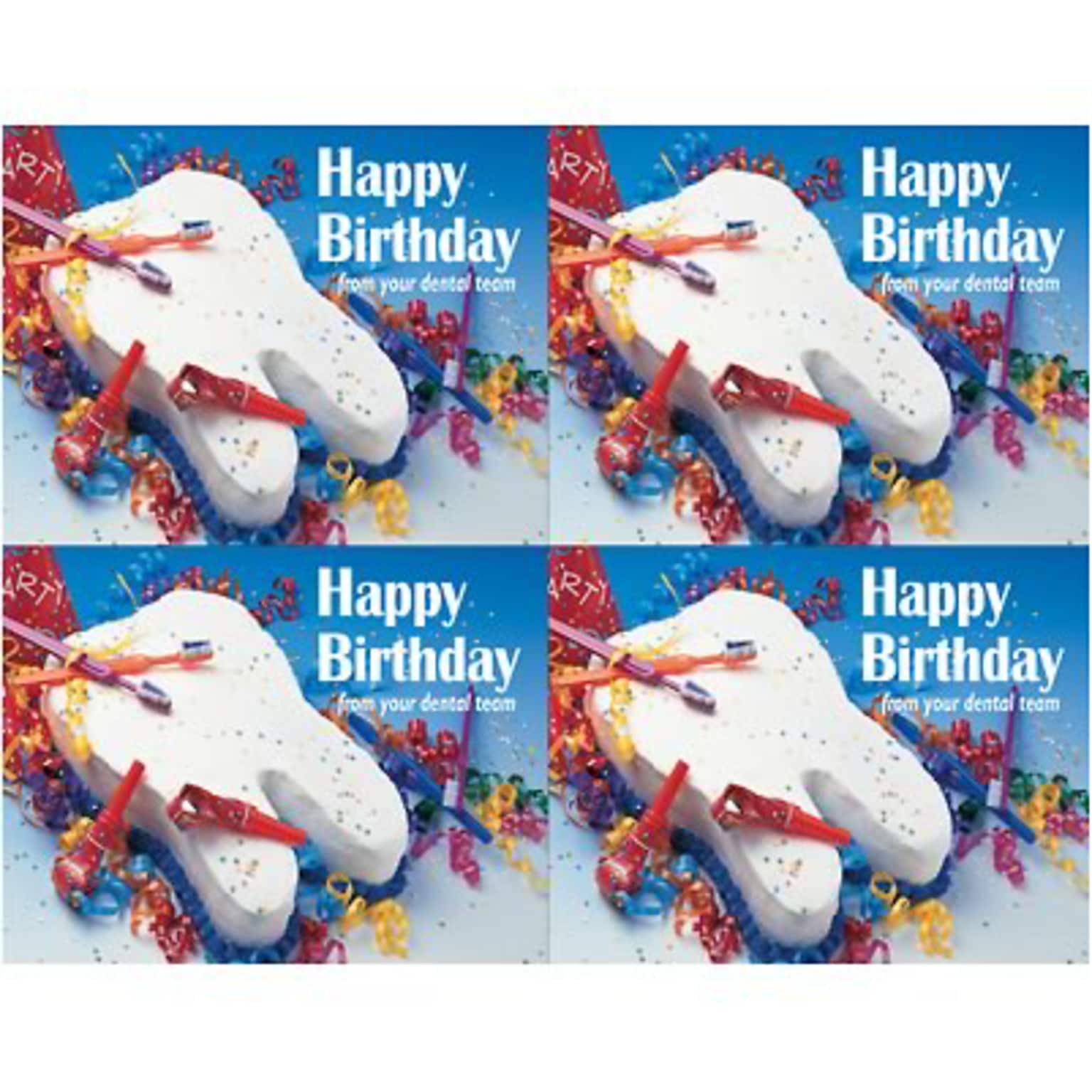 Medical Arts Press® Dental Postcards; for Laser Printer; Birthday Tooth Cake, 100/Pk