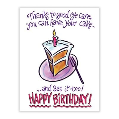 Medical Arts Press® Eye Care Postcards; for Laser Printer; Birthday Cake, Thanks to Good Eyecare, 100/Pk