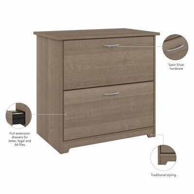 Bush Furniture Cabot 2-Drawer Lateral File Cabinet, Letter/Legal Size, 30" H x 31.26" W x 19.57" D, Ash Gray (WC31280)
