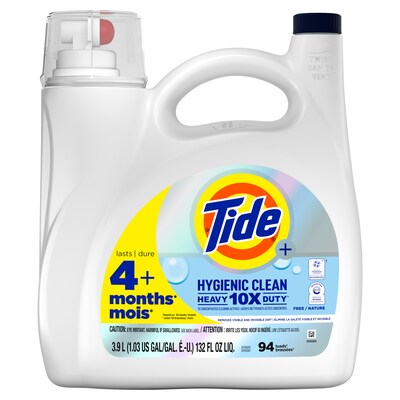 Tide Hygienic Clean HE Liquid Laundry Detergent, Unscented, 94 loads, 132 oz. (12218)