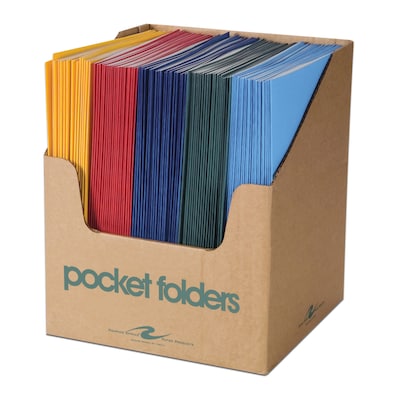 Roaring Spring Paper Products 2-Pocket Portfolio Folders, Assorted Colors, 100/Carton (50200CS)