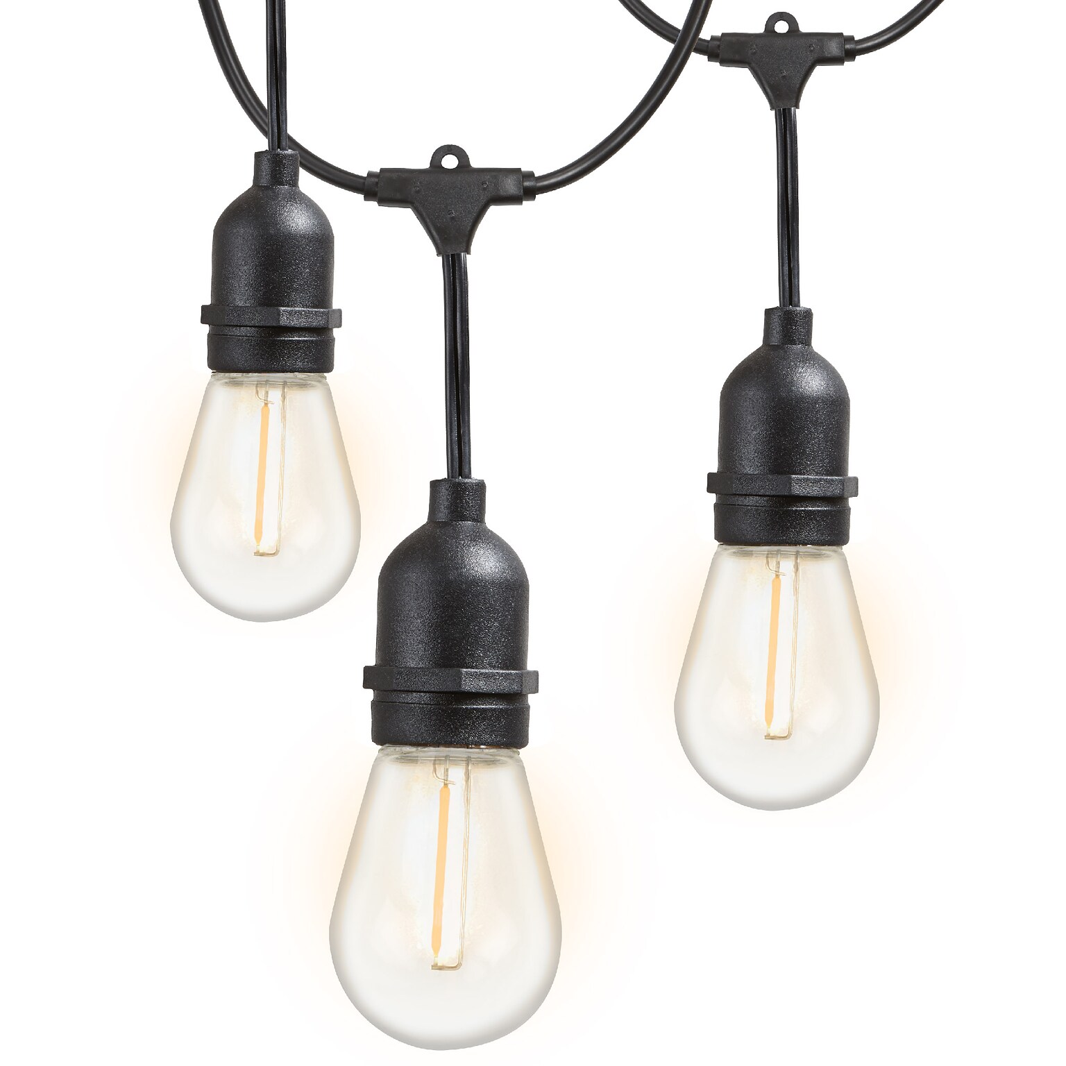 Newhouse Lighting Outdoor Weatherproof Commercial Grade LED String Lights with Hanging Sockets, Black (CSTRINGLED18)