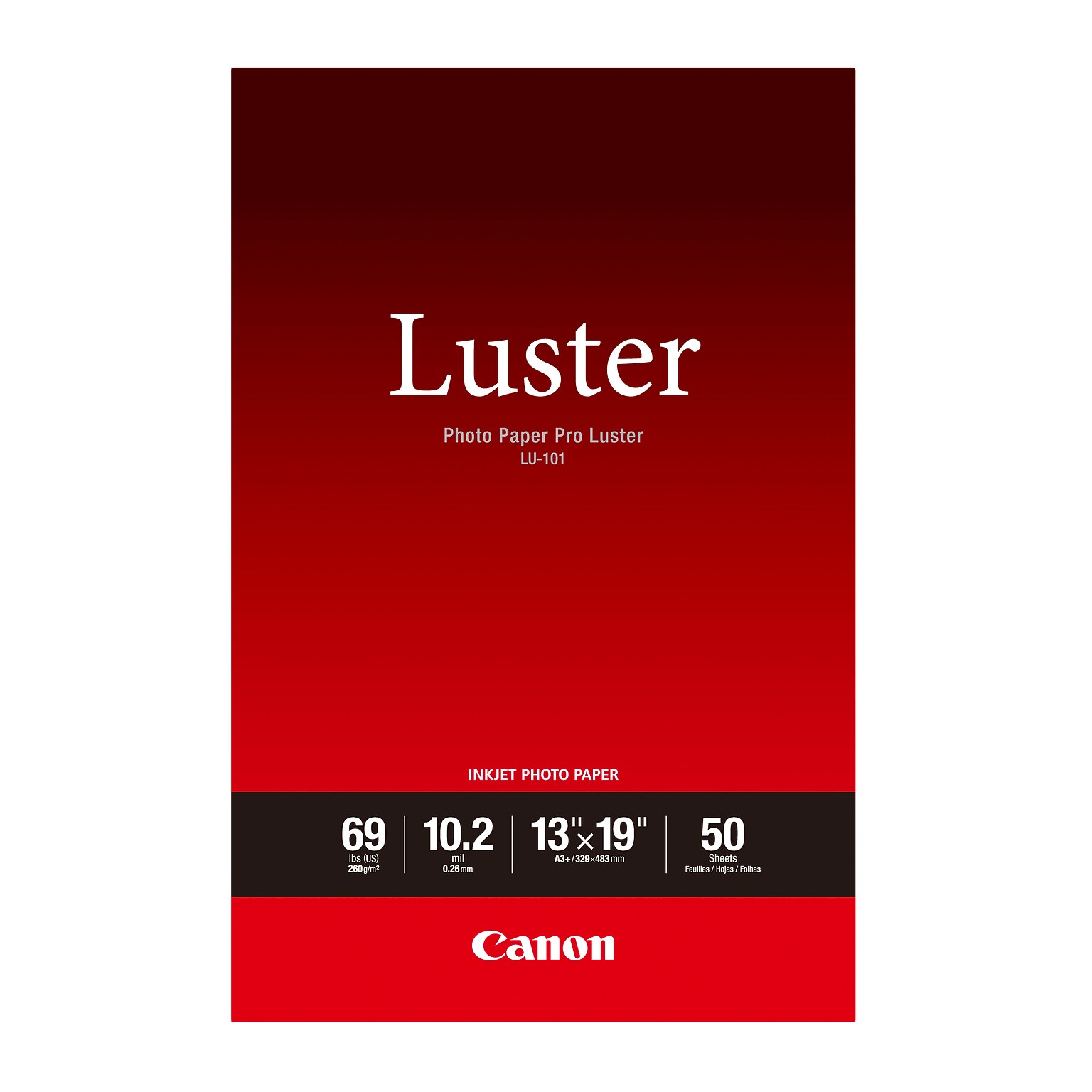 Canon Photo Paper Pro Luster LU-101 Luster Photo Paper, 13 x 19, 50 Sheets/Pack (6211B005)
