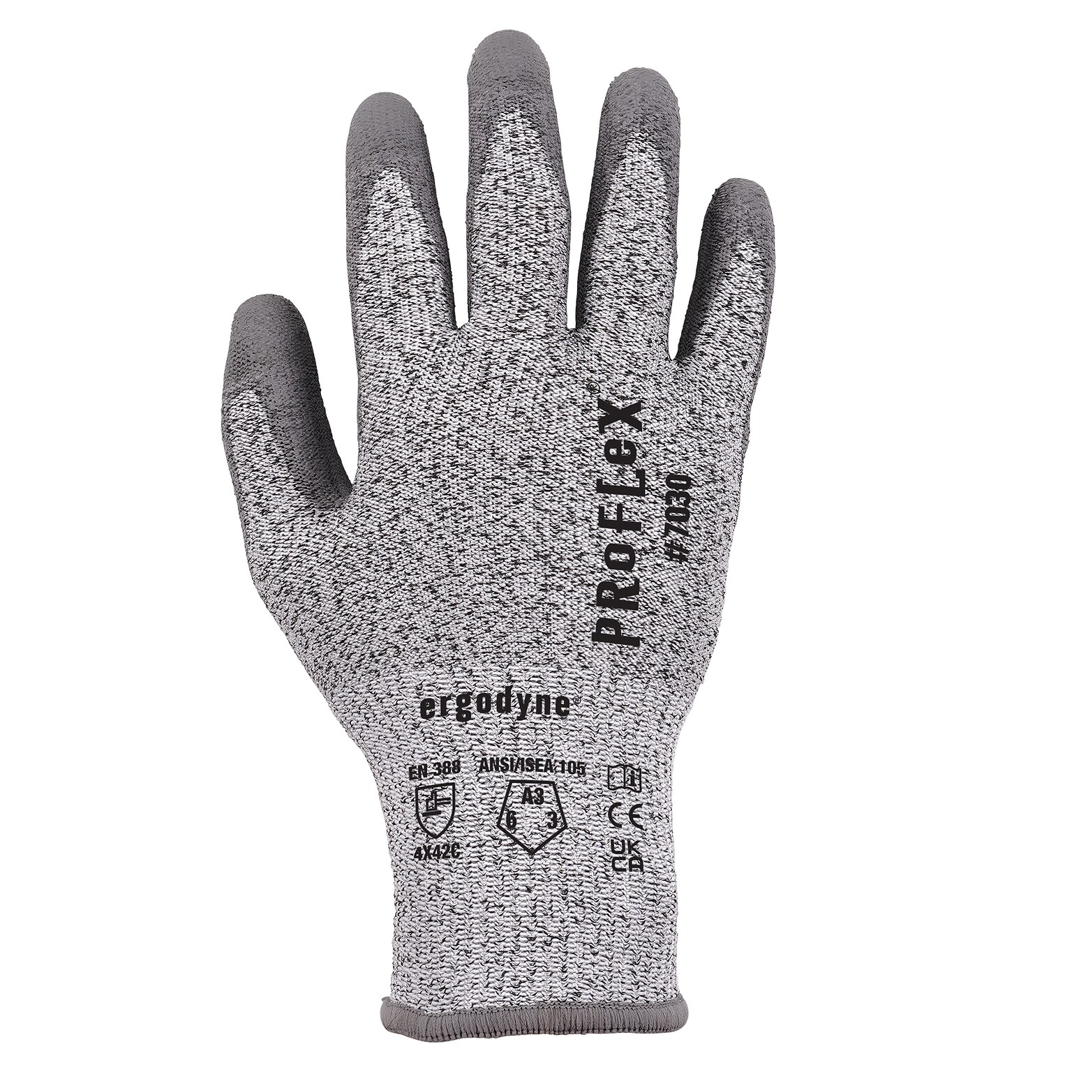 Ergodyne ProFlex 7030 PU Coated Cut-Resistant Gloves, ANSI A3, Gray, Small, 12 Pair (10452)