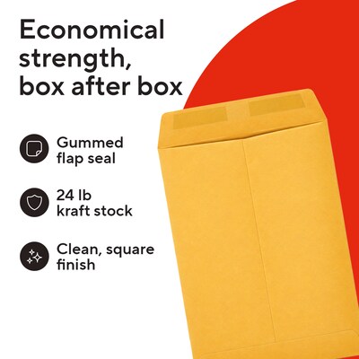 Staples Gummed Kraft Catalog Envelopes, 6 x 9, Brown, 500/Box (ST381944-CC)