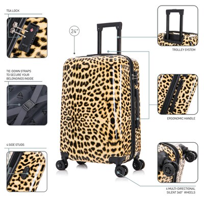 InUSA Prints 26.82 Hardside Suitcase, 4-Wheeled Spinner, TSA Checkpoint Friendly, Cheetah Animal Print (IUAPC00M-CHE)