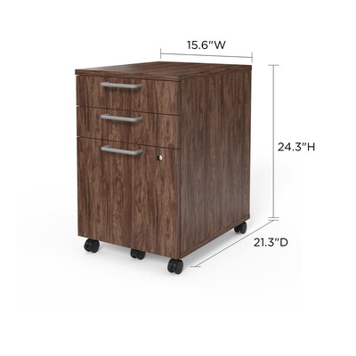 Union & Scale™ Essentials 3-Drawer Vertical File Cabinet, Mobile/Pedestal, Letter/Legal, Espresso, 21" (UN56981)