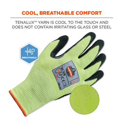 Ergodyne ProFlex 7041 Hi-Vis Nitrile-Coated Cut-Resistant Gloves, ANSI A4, Wet Grip, Lime, XL, 144 Pairs (17825)
