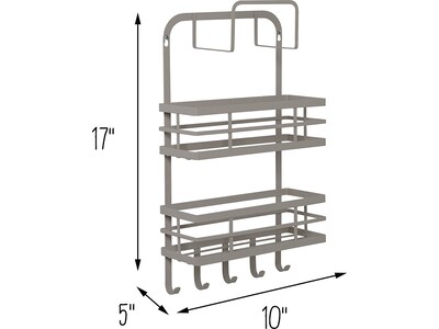 Honey-Can-Do Metal Over-Cabinet Door Organizer with Hooks, Gray (KCH-09425)