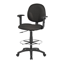 Boss® Fabric Drafting Stool with Adjustable Arms & Footring; Black