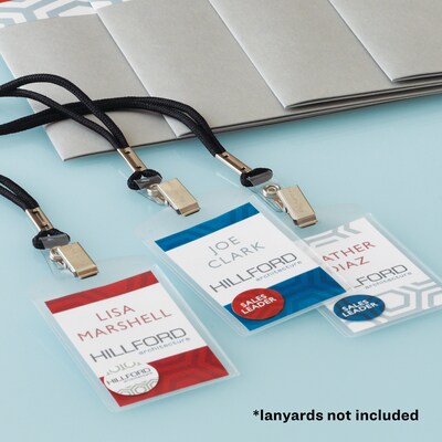 Avery Secure Top Heavy Duty Multiuse Badge Holders, 4" x 3", Clear Portrait Holders, 25/Pack (74472)