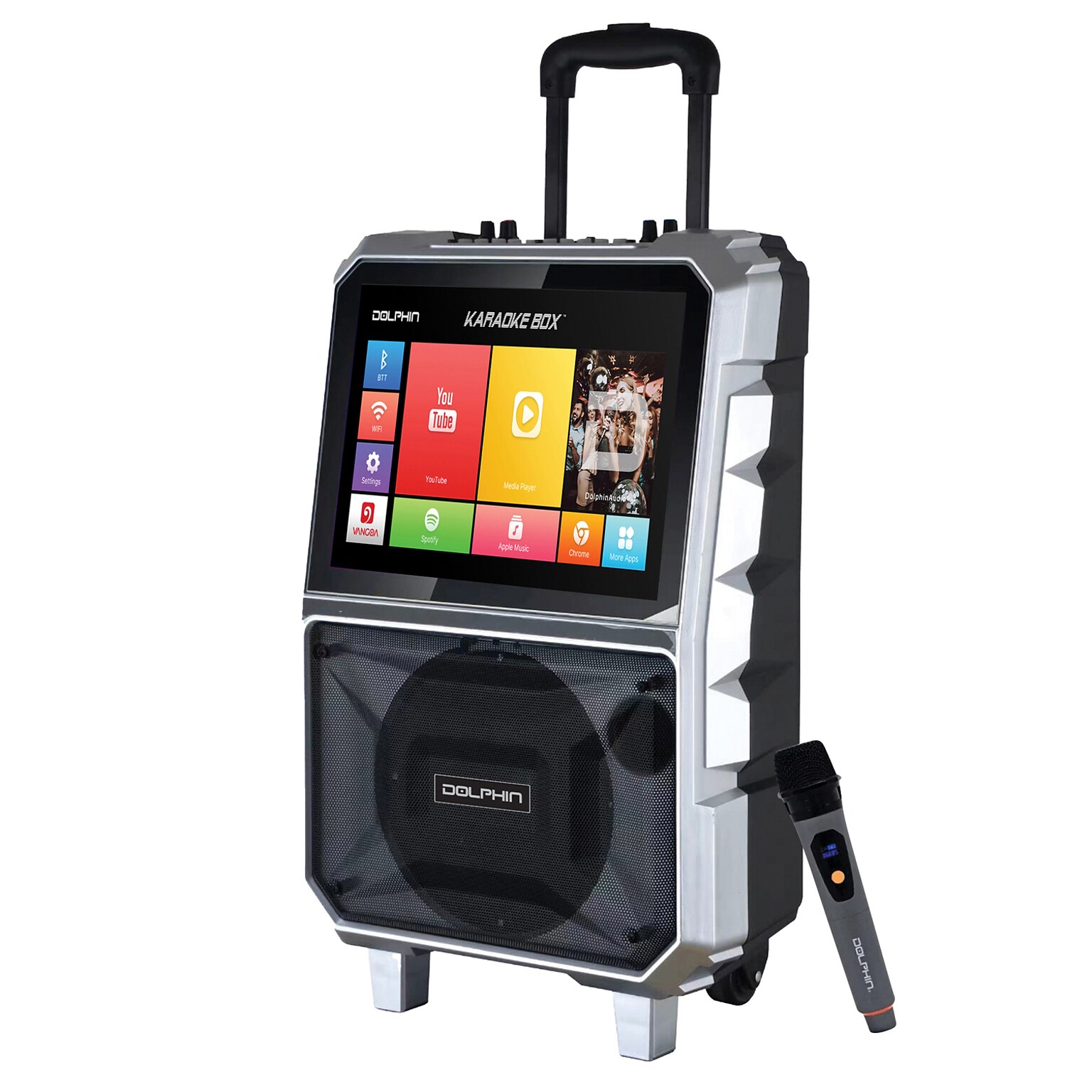 Dolphin® Audio Bluetooth Portable Karaoke Speaker with 14.1 Touchscreen and Wireless Microphone (KB-85R)