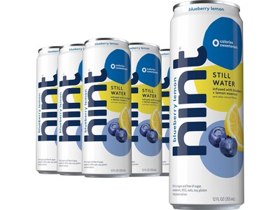 Hint Blueberry Lemon Flavored Purified Water, 12 fl. oz., 12 Cans/Pack (HINTBLULEMCAN12)
