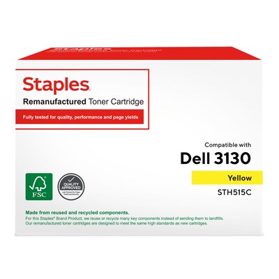 Staples Remanufactured Yellow High Yield Toner Cartridge Replacement for Dell (TRH515C/STH515CDS)