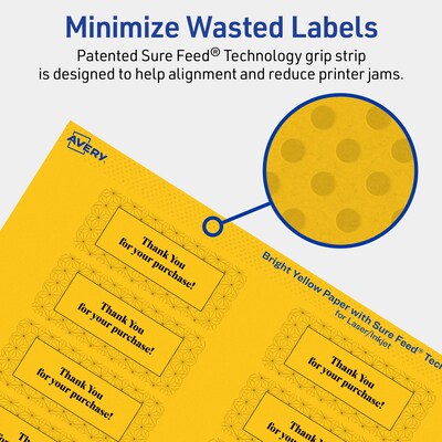 Avery Rectangle Laser/Inkjet Multipurpose Labels, 1" x 2-5/8", Bright Yellow (640/Box)