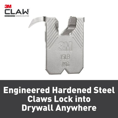 3M CLAW Drywall Hanger, 15 lbs., Silver, 5/Pack (3PH15M5ES)