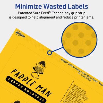 Avery Laser/Inkjet Rectangle Multipurpose Labels, 3" x 7", Bright Yellow, 240/Box (94250)