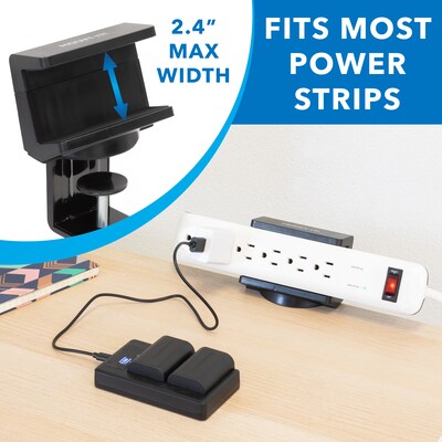 Mount-It! 3-Outlet 3-USB Port Desktop Power Strip with Clamp Desk Mount, Black (MI-7281B)