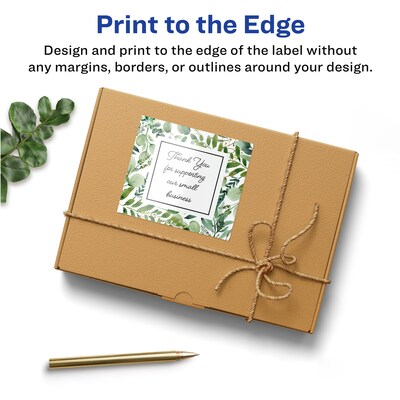 Avery Laser/Inkjet Square Multipurpose Labels, 2.75"  x 2.75", Glossy White, 300/Box (94109)