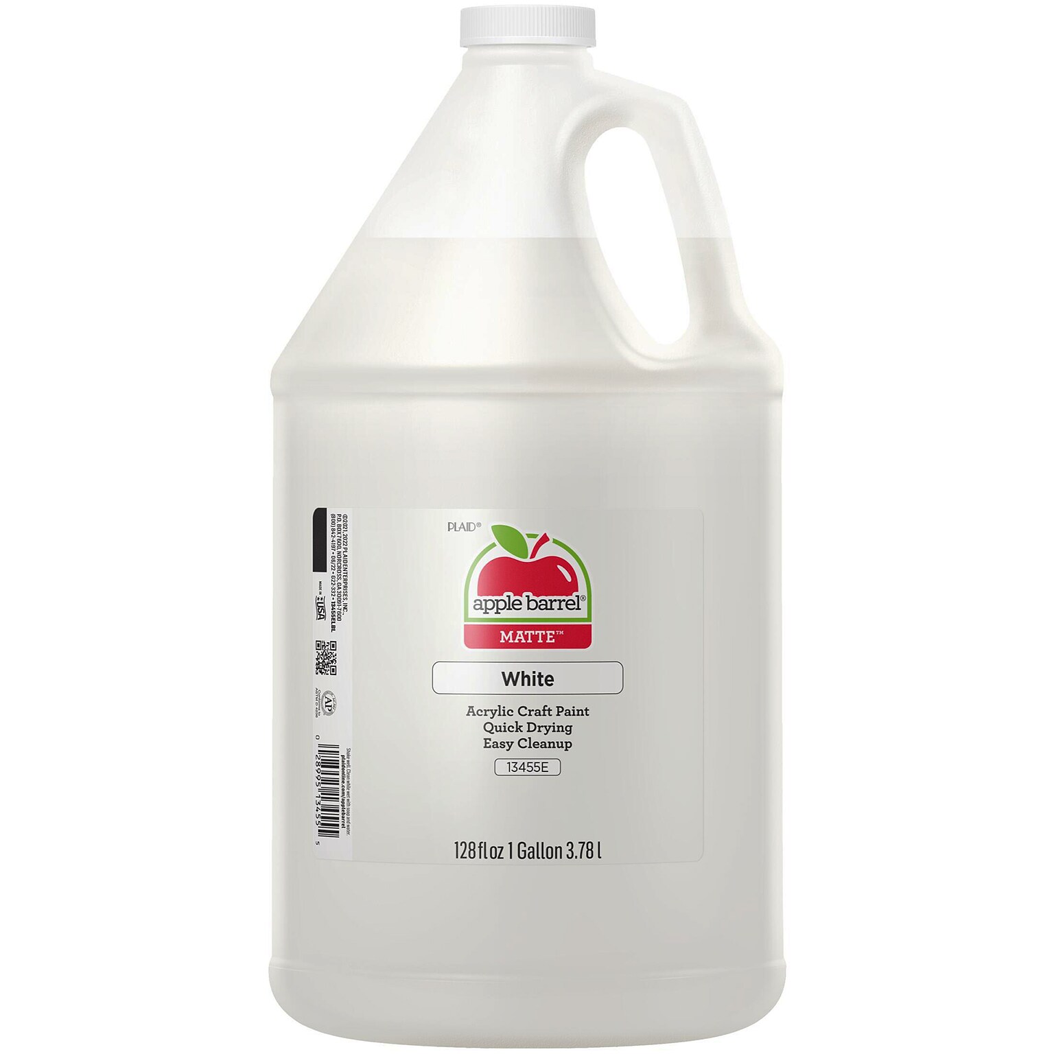 Apple Barrel Acrylic Paint Matte, Gallon, White (APP13455E)