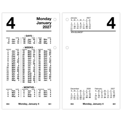 2027 AT-A-GLANCE Financial 6 x 4 Daily Calender Refill Pages, White/Black (S170-50-27)