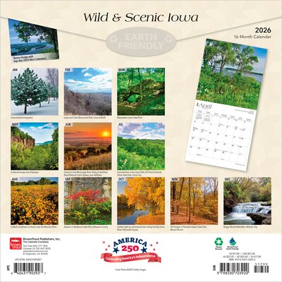 2026 BrownTrout Iowa Wild & Scenic 12 x 12 Monthly Wall Calendar (9798330703920)