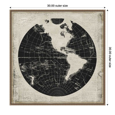 Amanti Art World News Map I by Elizabeth Medley Framed Canvas Wall Art Print, 30" x 30" (A42678299863)