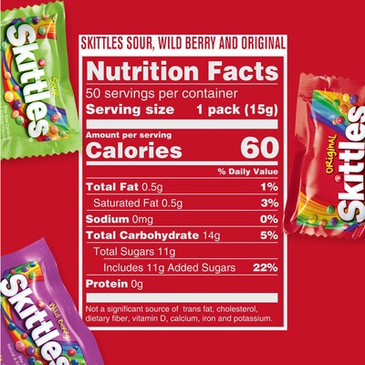 Skittles Original Party Size Wild Berry & Sour Fun Size Chewy Candy, 26.46 oz. (MMM29711)